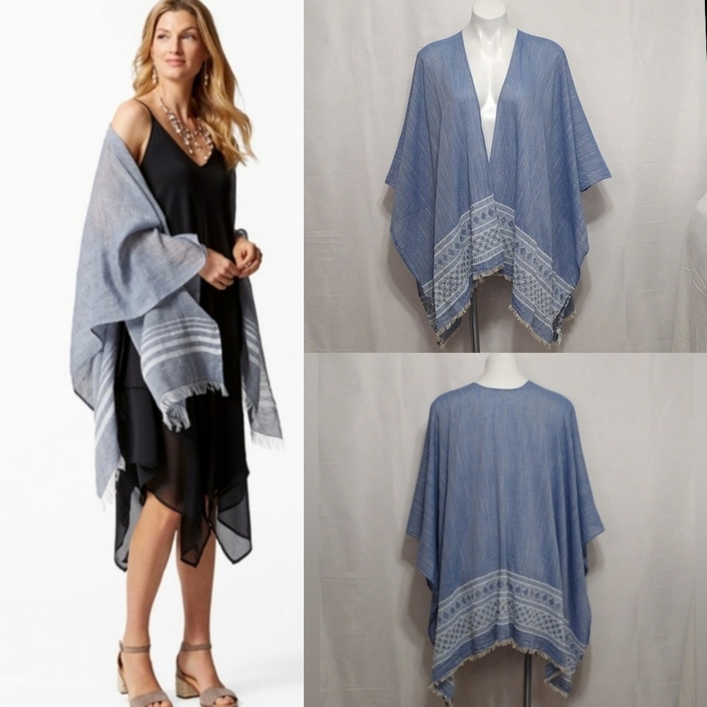 Tommy Bahama Fringe Crochet Blanket Wrap Scarf Shawl Travel Cozy Throw One Size